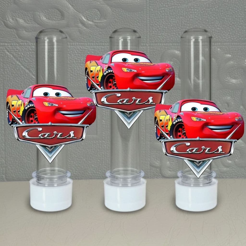 20 Aplique para tubete de 13 cm Tema Carros (Relâmpago McQueen)NÃO ACOMPANHA TUBETE+