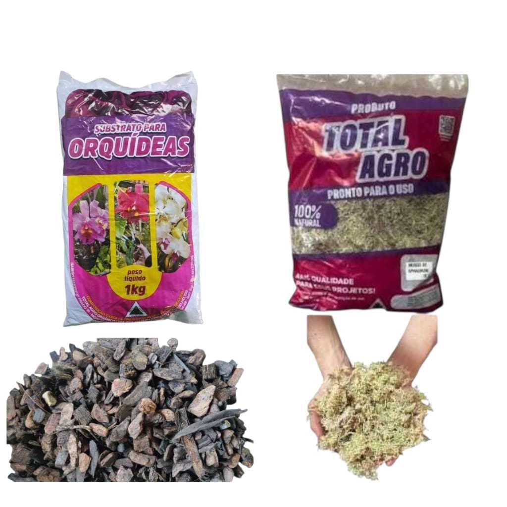 Kit para Orquídea Substrato de Orquídea 1kg+Musgo Sphagnum 10Litros Premium Total Agro