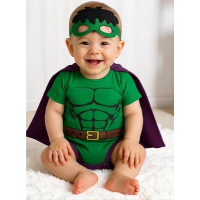 Body Roupa Bebê Temático Mesversário Fantasia + Mascara