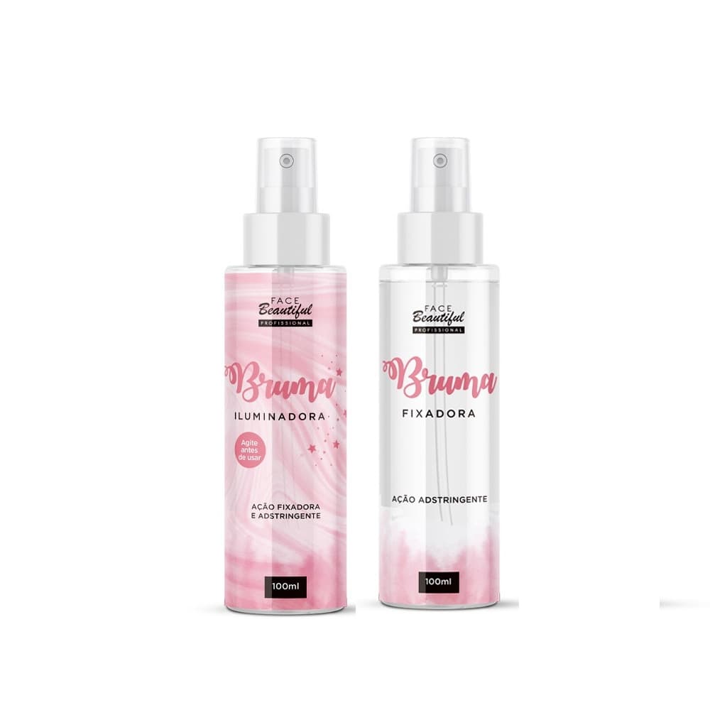Kit 02 Bruma Fixadora e Iluminadora Pele Longa Duração Face Beautiful 100ml