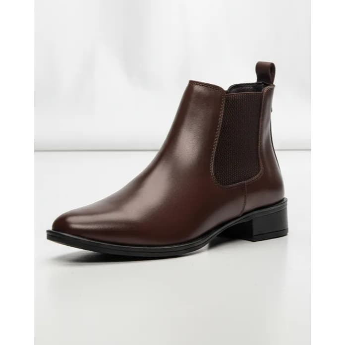 Bota Feminina Estilo Chelsea Bico Fino 100% Couro Legitimo Confortável Marrom Rock Country Promoção