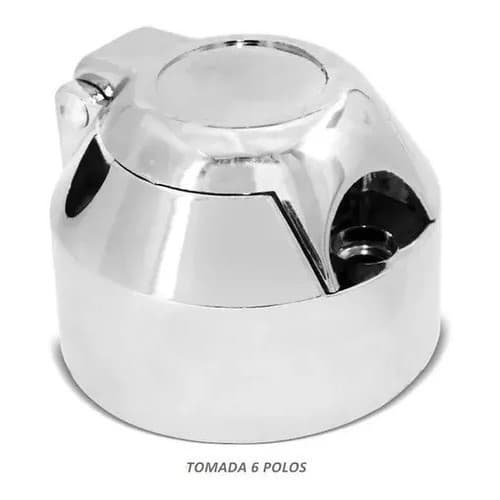 Tomada de Engate Fêmea 6 Polos Cromada Reboque Carreta Carro