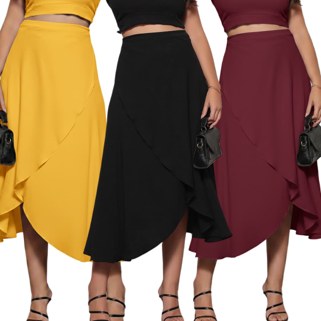 Saia Longa Envelope Feminino Transpassada Ajustável De Amarrar