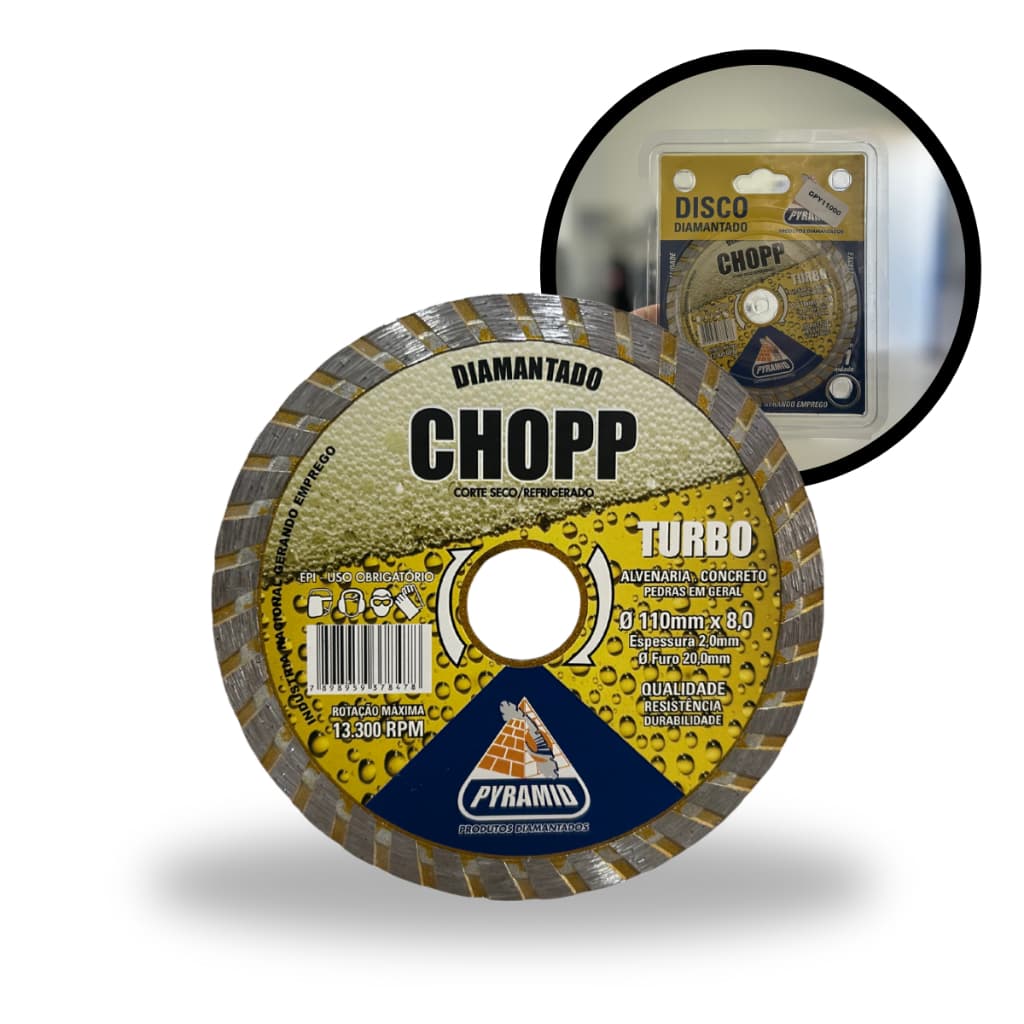 Disco Diamantado Chopp Turbo 110mm Corte Rapido Concreto e Pedra