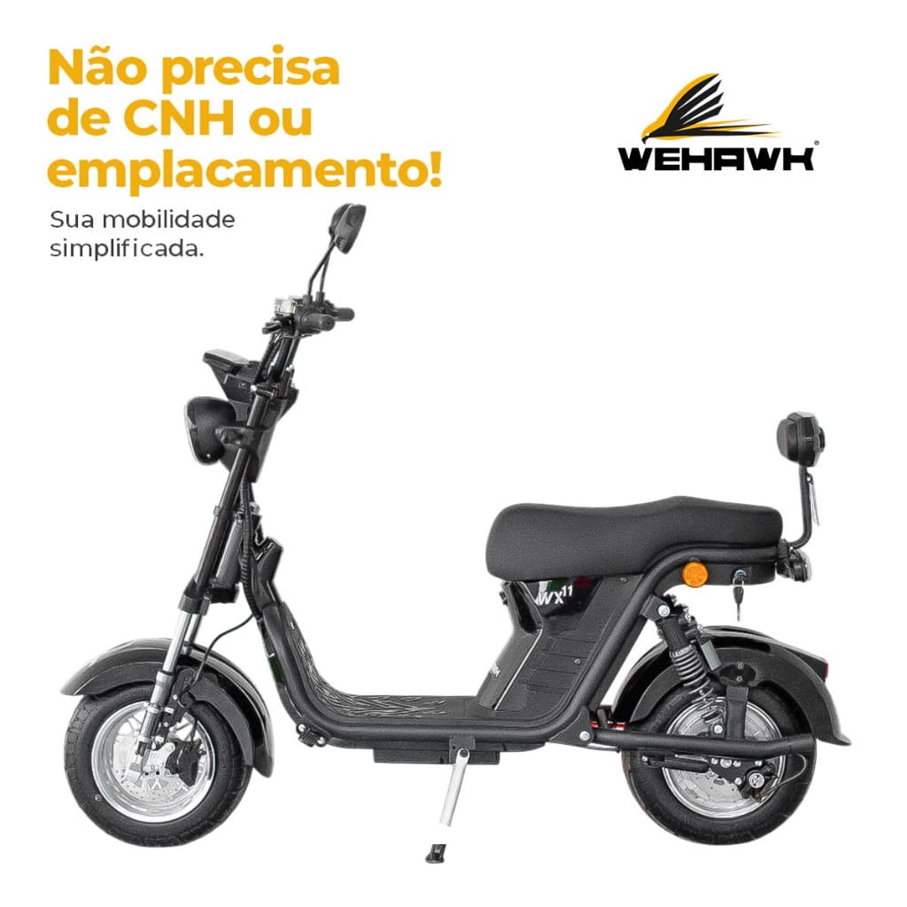 Scooter Moto Elétrica 1000W com Bateria Removível 20Ah - WeHawk WX-11/12