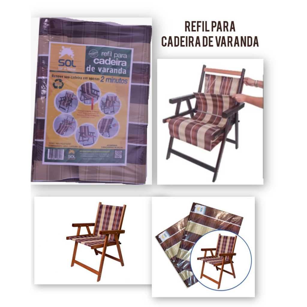 Refil Para Cadeira de Madeira, Varanda Dobravel