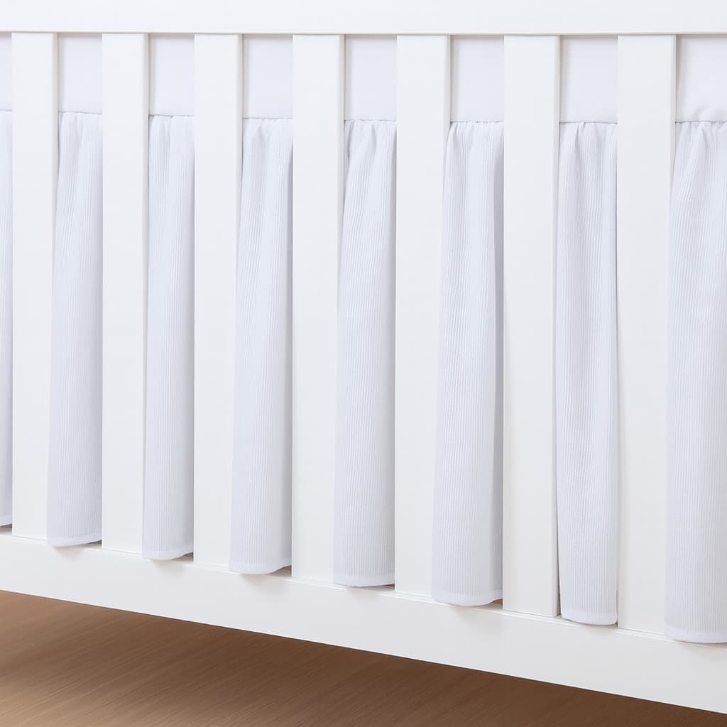 Saia de Berço Elegante Branca Micropercal 200 Fios para Enxoval