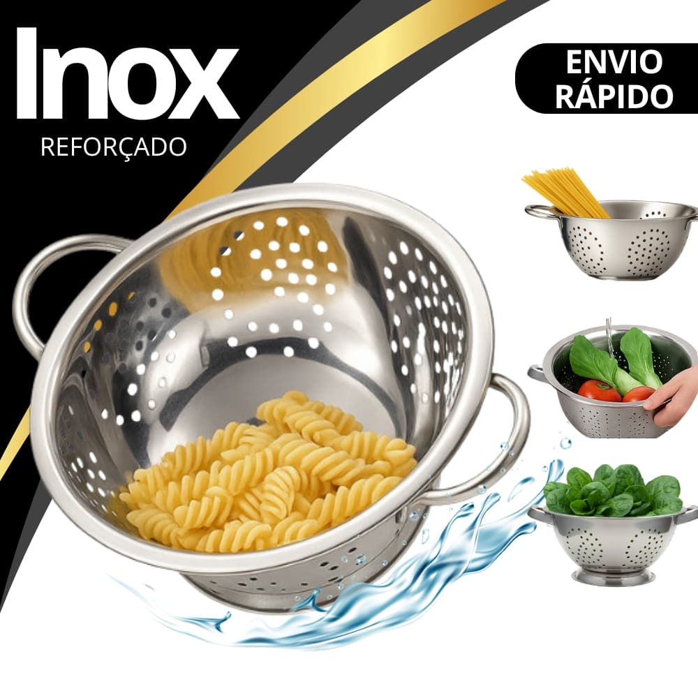 Escorredor De Macarrão Inox Lavador De Arroz