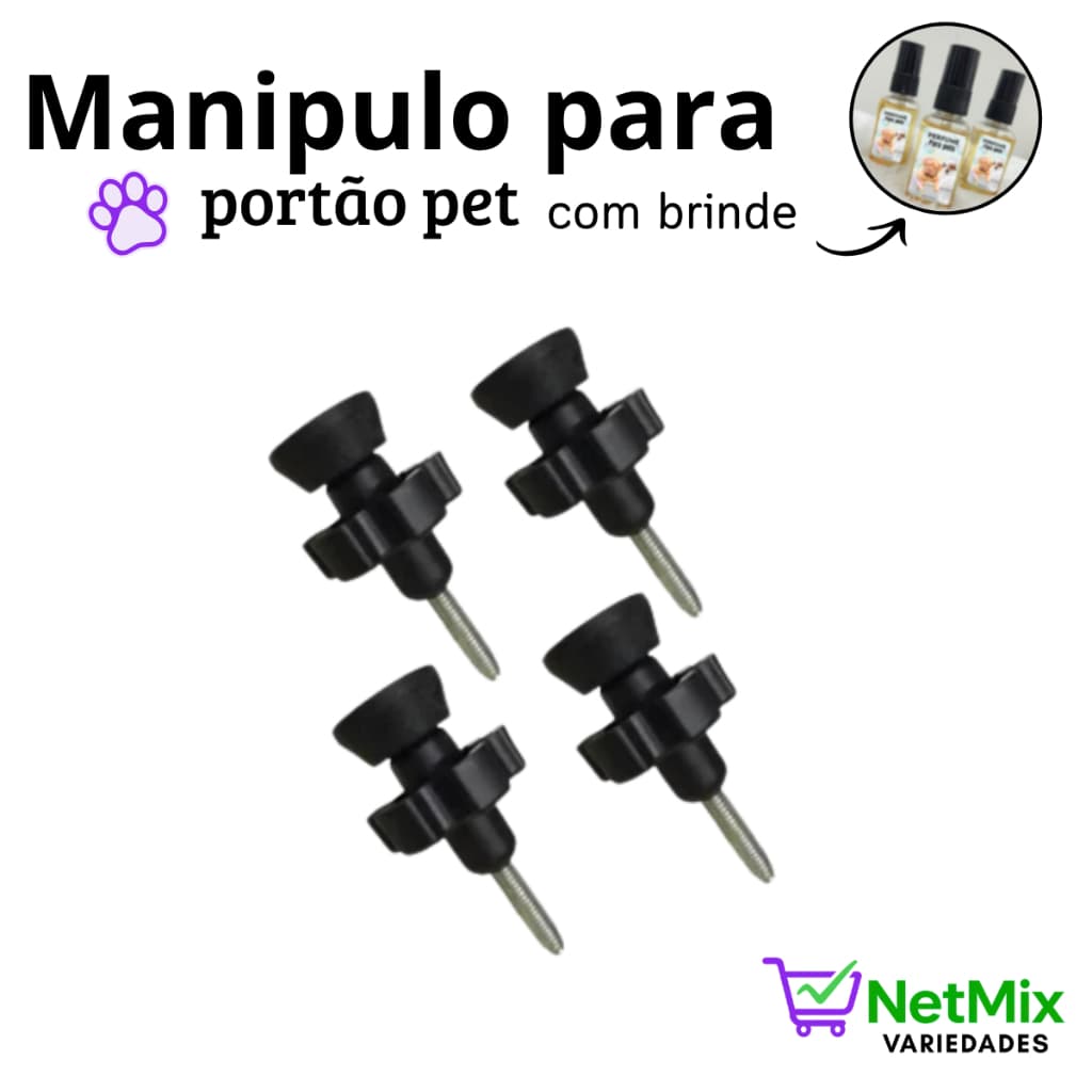 4 Manipulo Peças Para Grade Proteção Portão Pet Ajustável + BRINDE PET