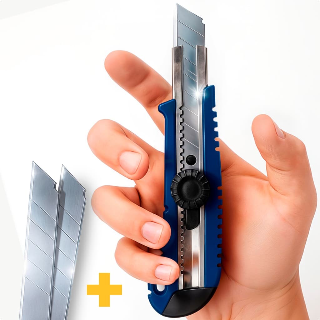 Estilete Corte Preciso Fácil Papel Plástico Papelão Profissional Lâmina 18mm Com Trava Automática