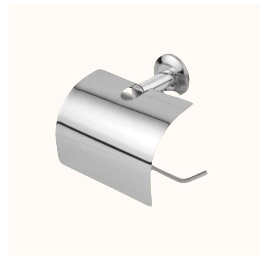 Papeleira Inox Porta Papel Higiênico Com Tampa Suporte Banheiro Parede Cromado