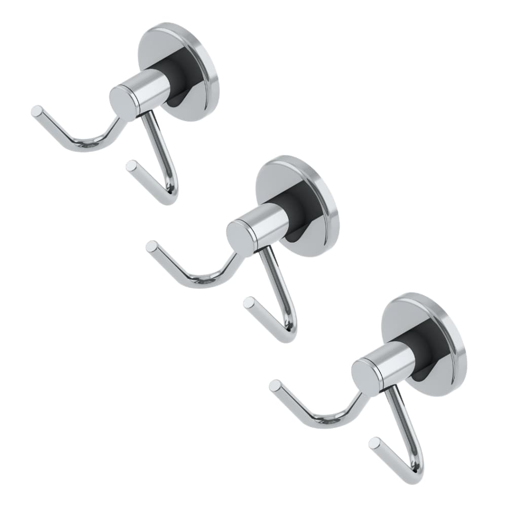Kit 3 Cabide Parede Cabideiro Duplo Aço Inox Multiuso Banheiro Cromado Toalha Banho Rosto Bolsa