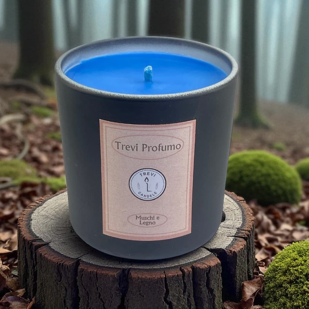 Vela Aromática Muschi & Legno – Madeiras e Musgo Italiano | Trevi Velas - Vela Perfumada Vegana
