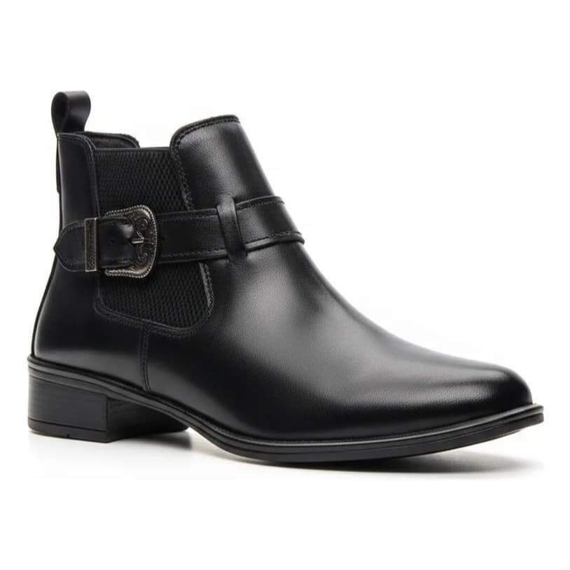 Bota Botina Chelsea Feminina Fivela Couro Legitimo Delicada Bico Fino Country Festa Rock Promoção
