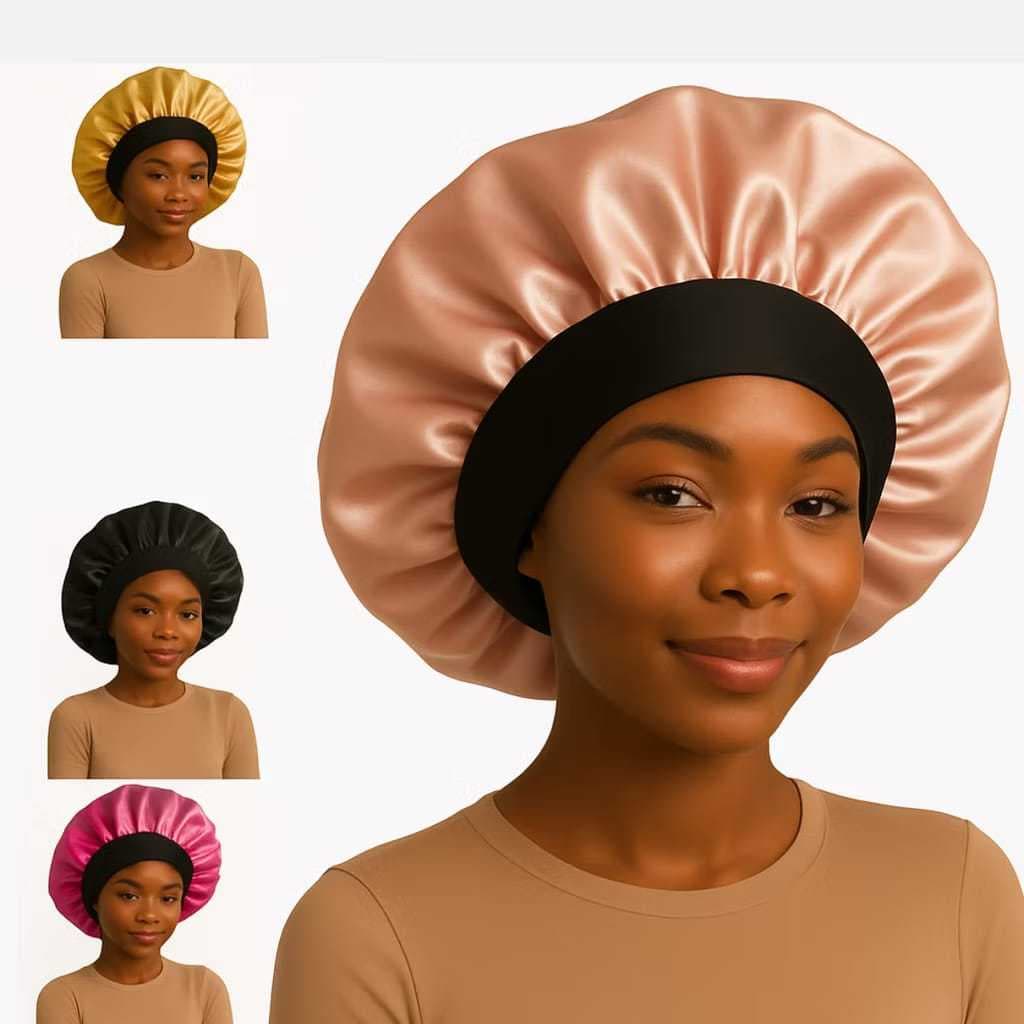 Kit 4 Touca de Cetim Com Faixa Larga para Dormir Cuidados com o Cabelo Ação Anti frizz