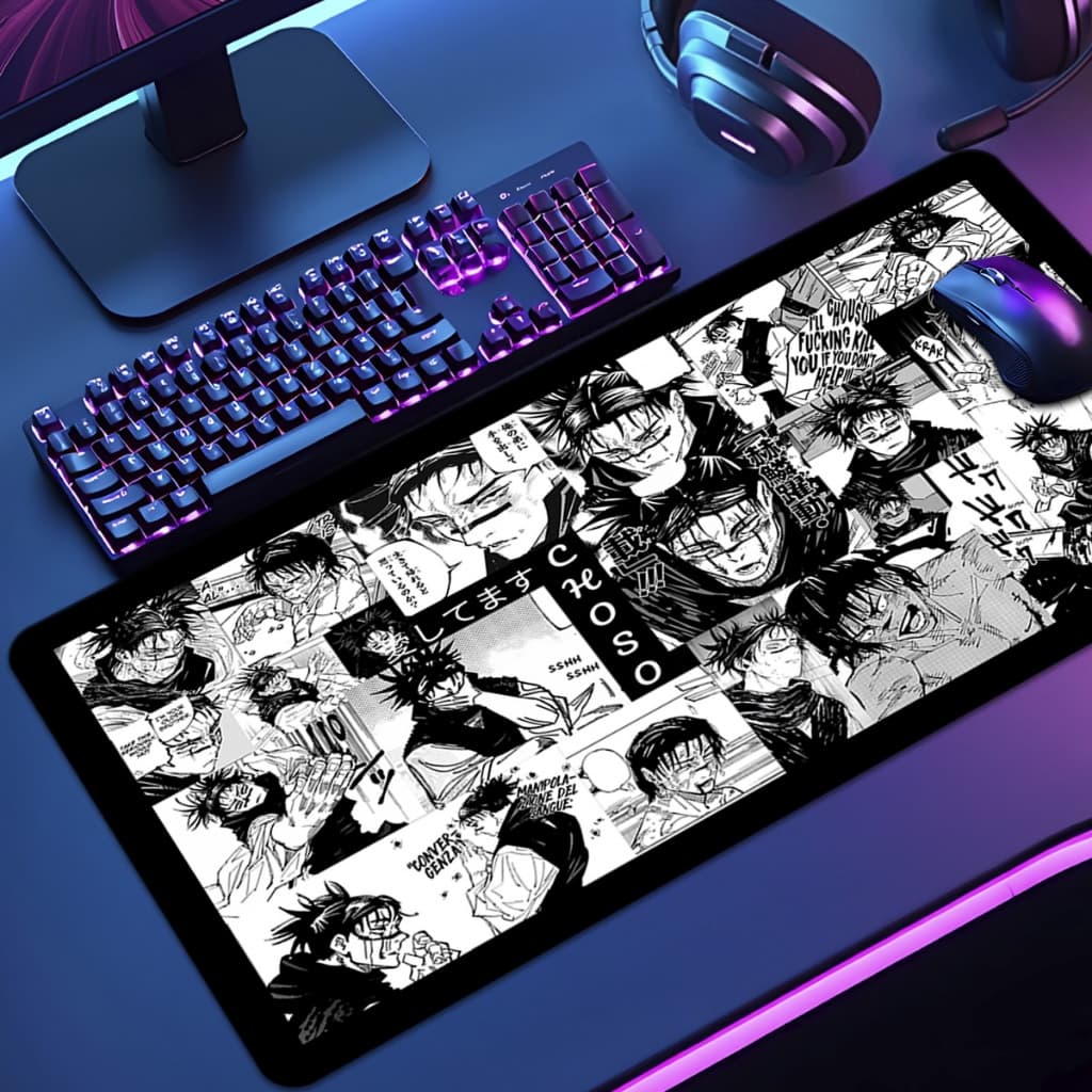 Mouse Pad Grande Jujuts Kais  65x30 70x35 80x35 90x40 90x50 120x60 Antiderrapante Borda Costurada