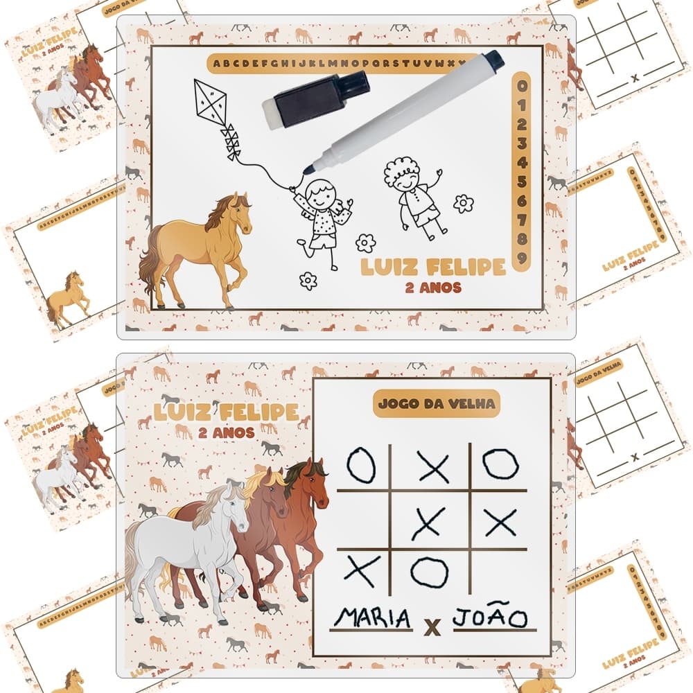 1 Lousa Mágica Personalizada Cavalo Festa Infantil Lembrancinha Canetas Apagáveis Varios Temas