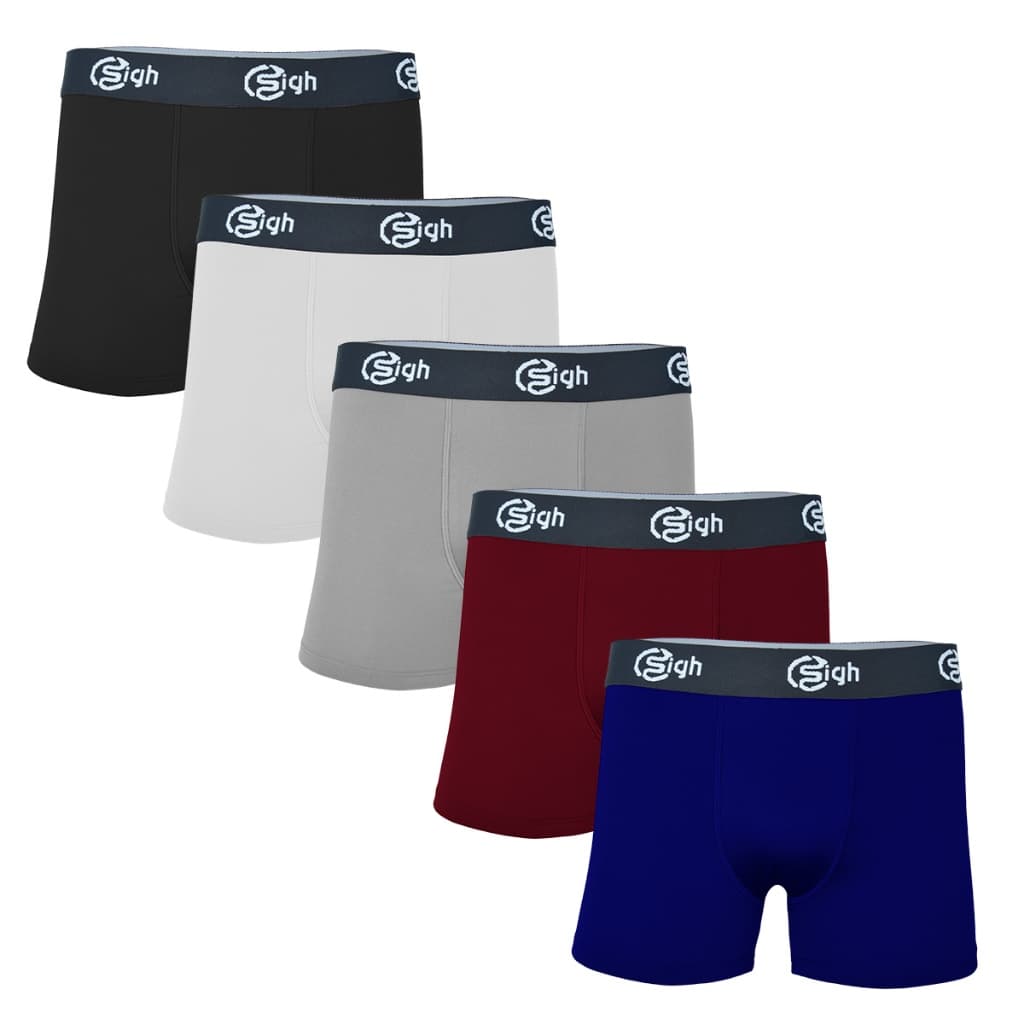 Kit 5 Cuecas Boxer Masculina Cores Lisas Microfibra Adulto