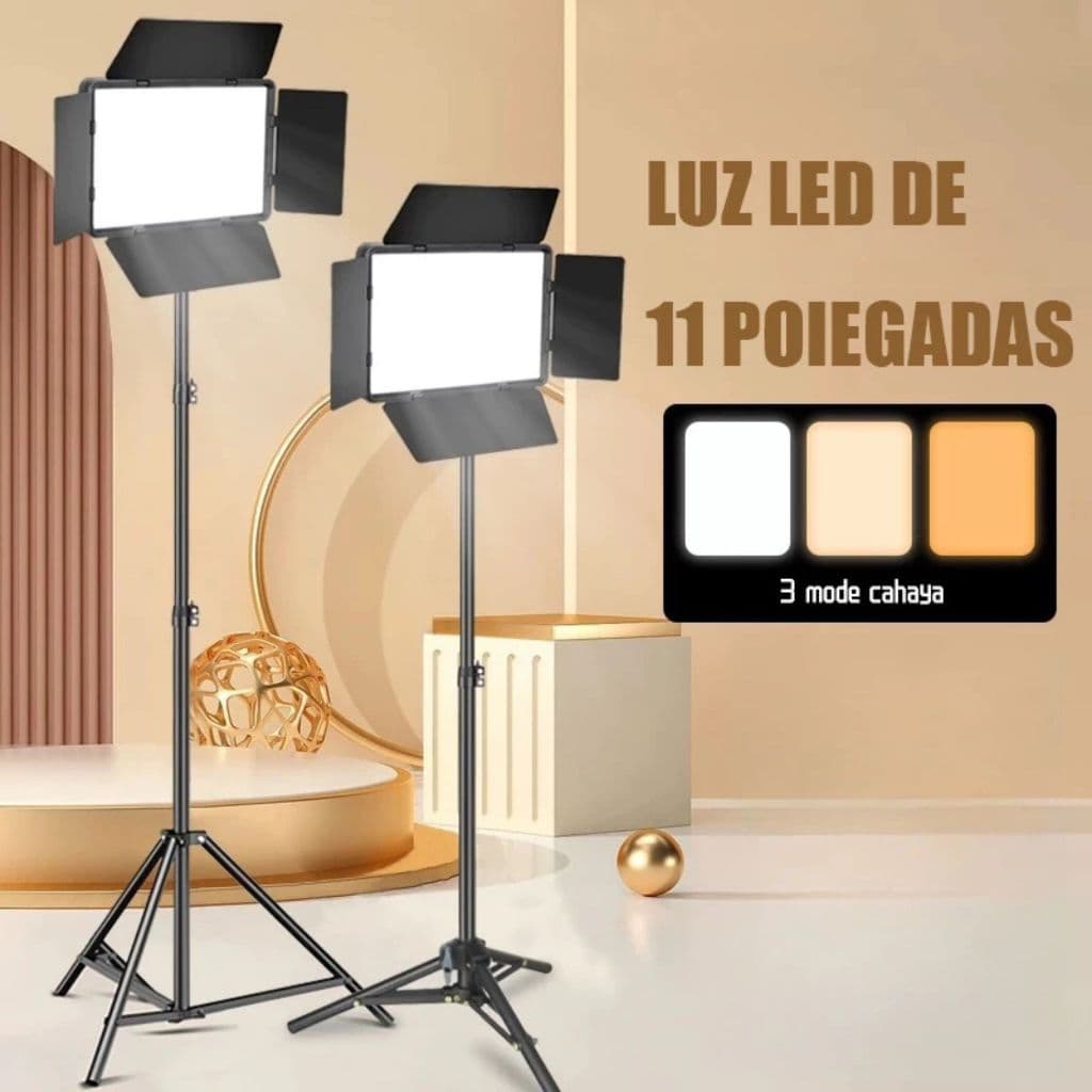 Iluminação 50W Bicolor Refletor Estúdio Led Para Fotografia Video Live Com Controle e Tripe de Aço 2,1 Metros