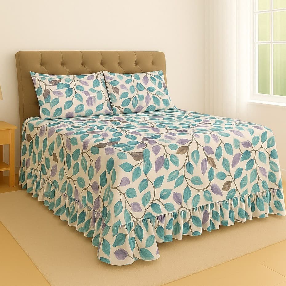 Cobre Leito Colcha Helena Estampada Tecido 400 fios - Todos os tamanhos - CASA MOURA DÉCOR