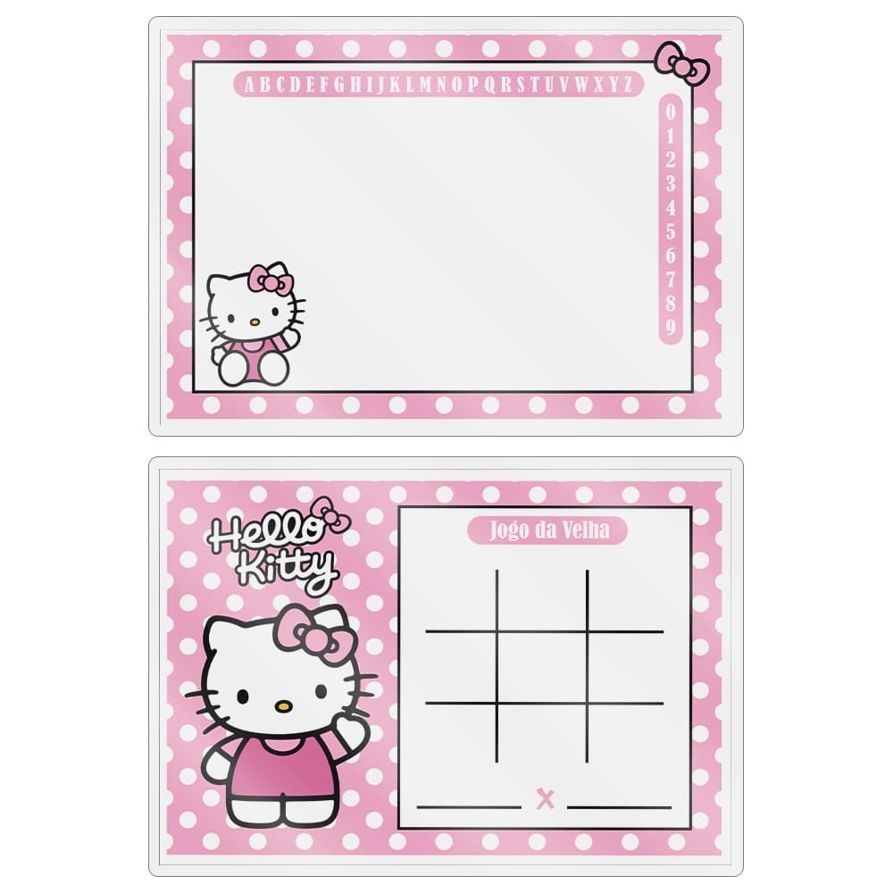 Kit 10 Lousas Mágica + Caneta Com Apagador Lembrancinha Festas Infantil Qualquer Tema Hello Kitty Rosa