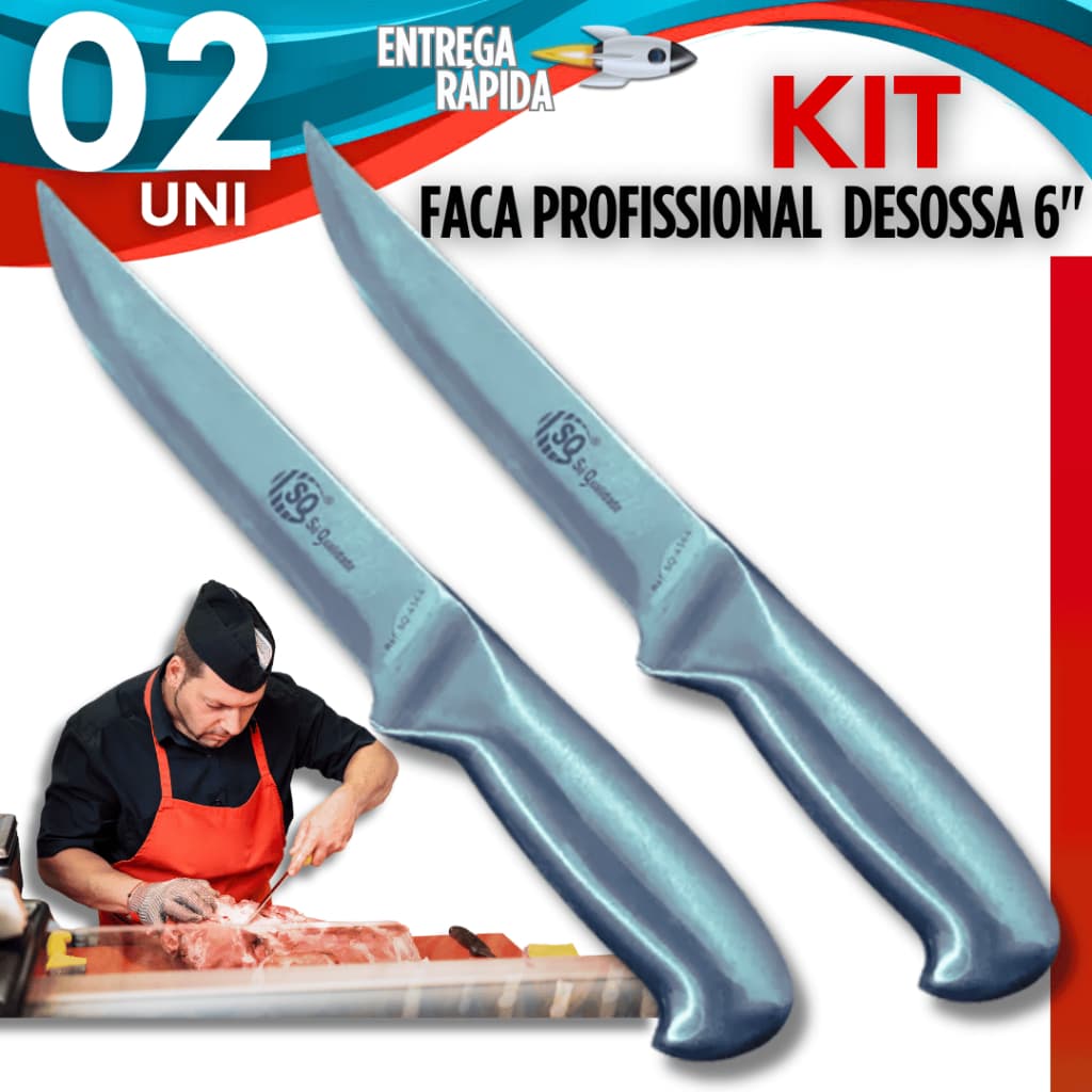 Faca Desossa Desossar Profissional Inox 6 ' Faca de Açougueiro Chef Cozinha Afiada Alta Precisão