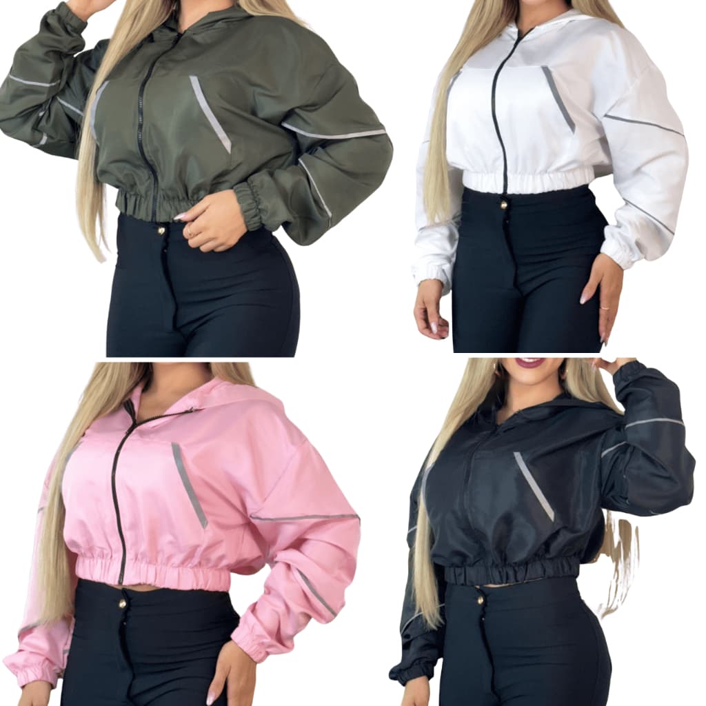 JAQUETA CROPPED COM CAPUZ –CORTA VENTO ESTILO URBANO