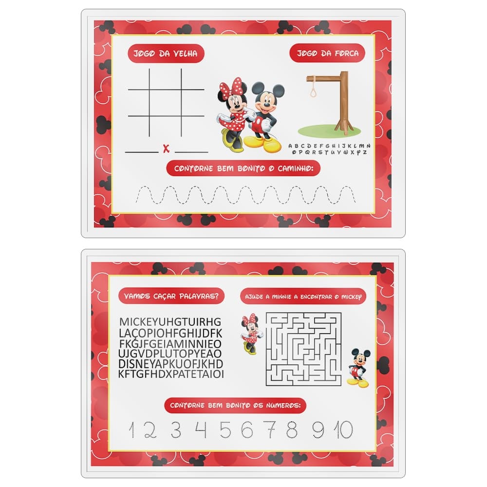 25 Kits Lembrancinhas Minnie e Mickey Lousa Com Atividades Educação Ìnfantil Cordenação Motora
