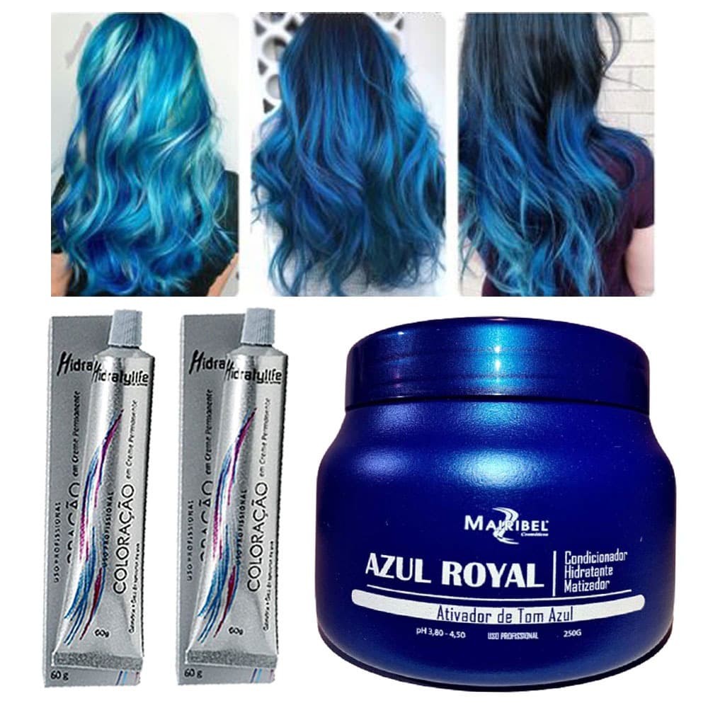 Kit Azul Royal 01 Mascara 250g e 02 Coloração Mairibel