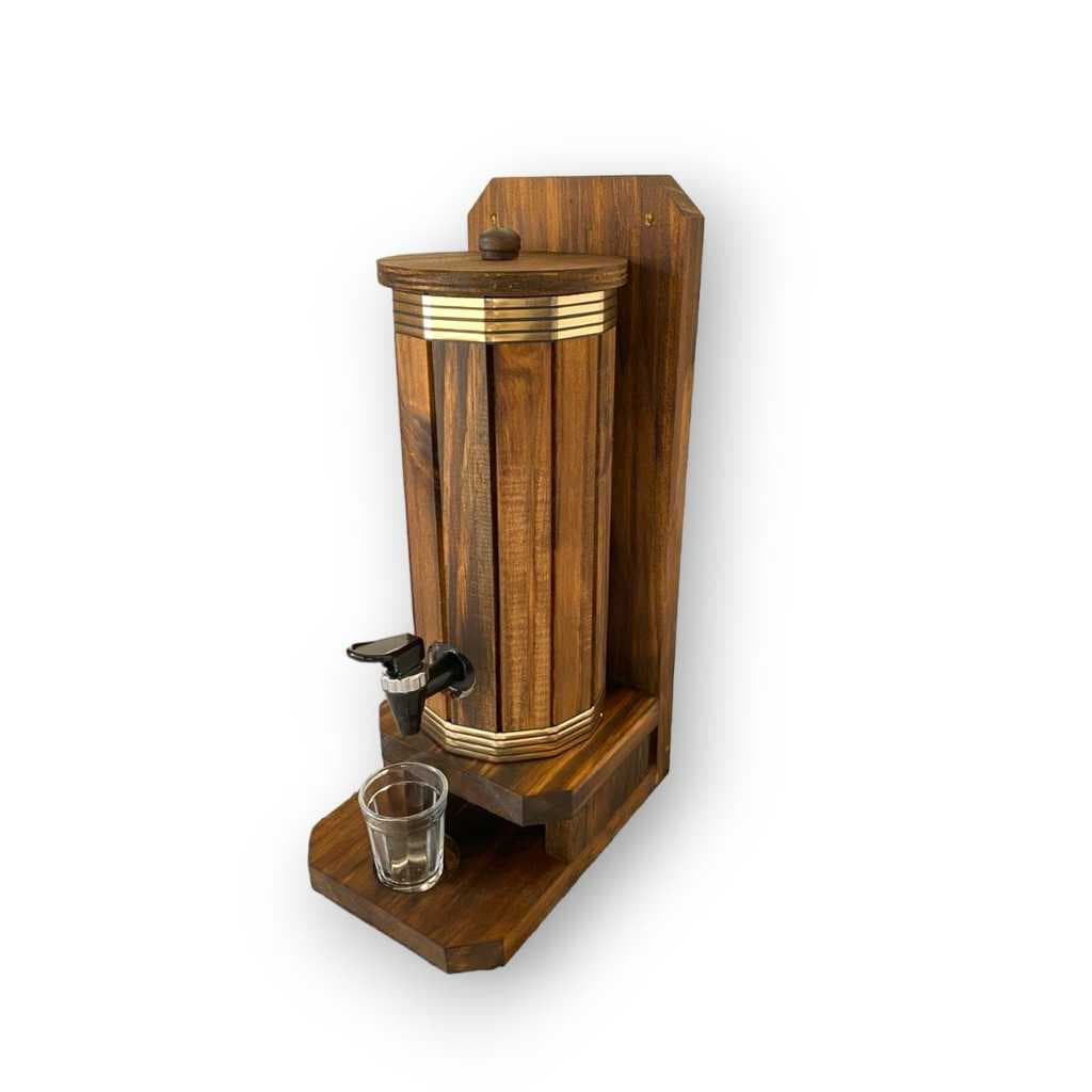 Pingometro Barril de Madeira 1L Cachaça Pinga Bebidas + 1 Copo Shot 70ml Adega bar