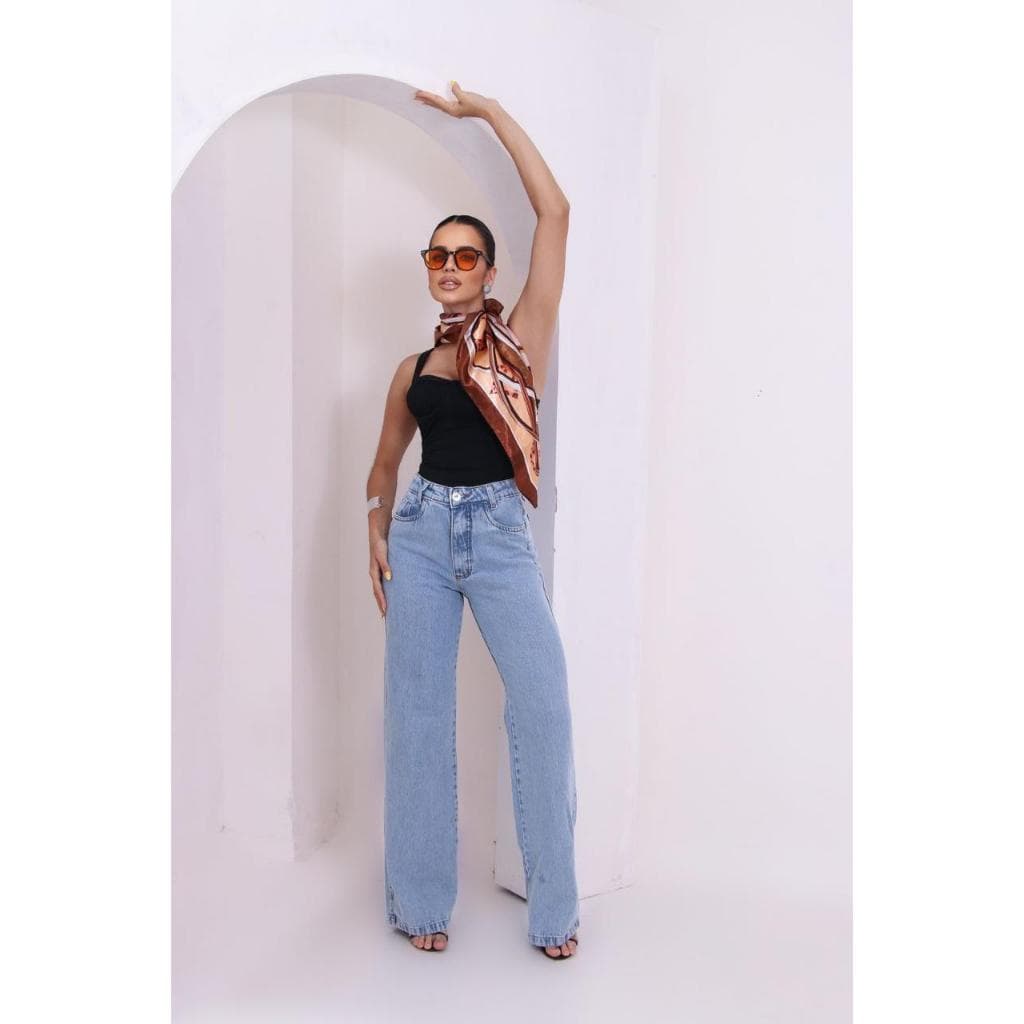 CALÇA JEANS FEMININA WIDE LEG