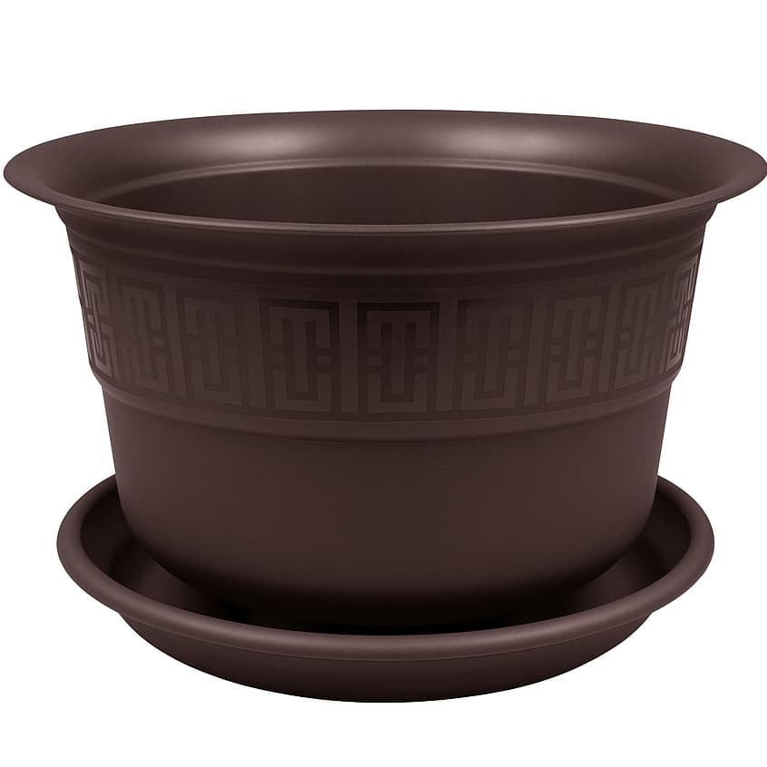 Vaso Redondo 20cm e 28cm Acompanha Prato Cor Café - Lupem