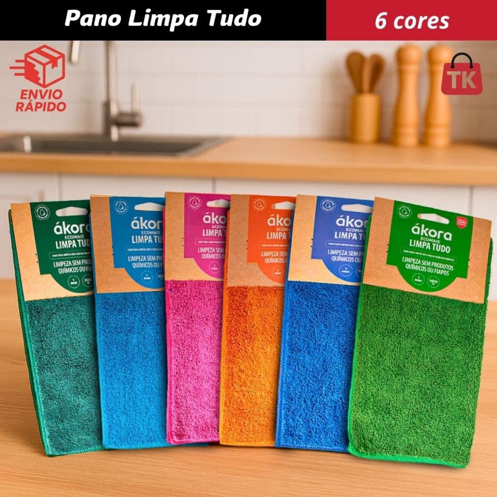 Kit 6 Panos Limpa Tudo Ecomais® Ákora – Cores Sortidas 30x30cm
