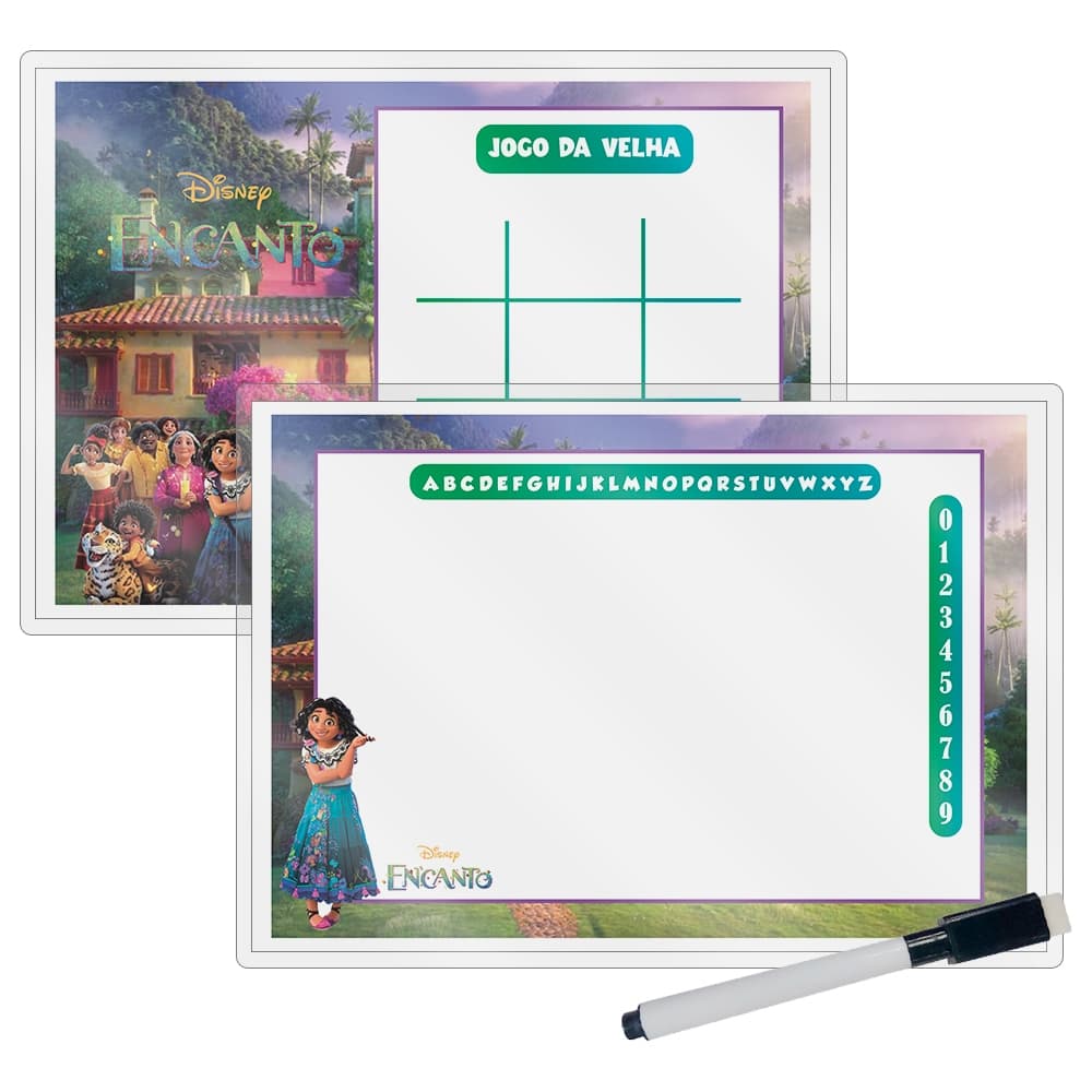 Kit 10 Lousas Mágica + Caneta Com Apagador Lembrancinha Festas Infantil Qualquer Tema Encanto