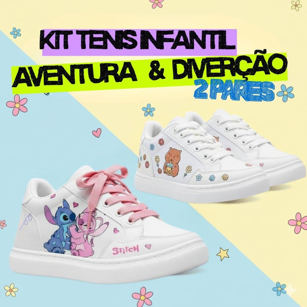 Kit 2 Pares Tênis Infantil Lillo + Capivara Qualidade e Conforto Super Promoção