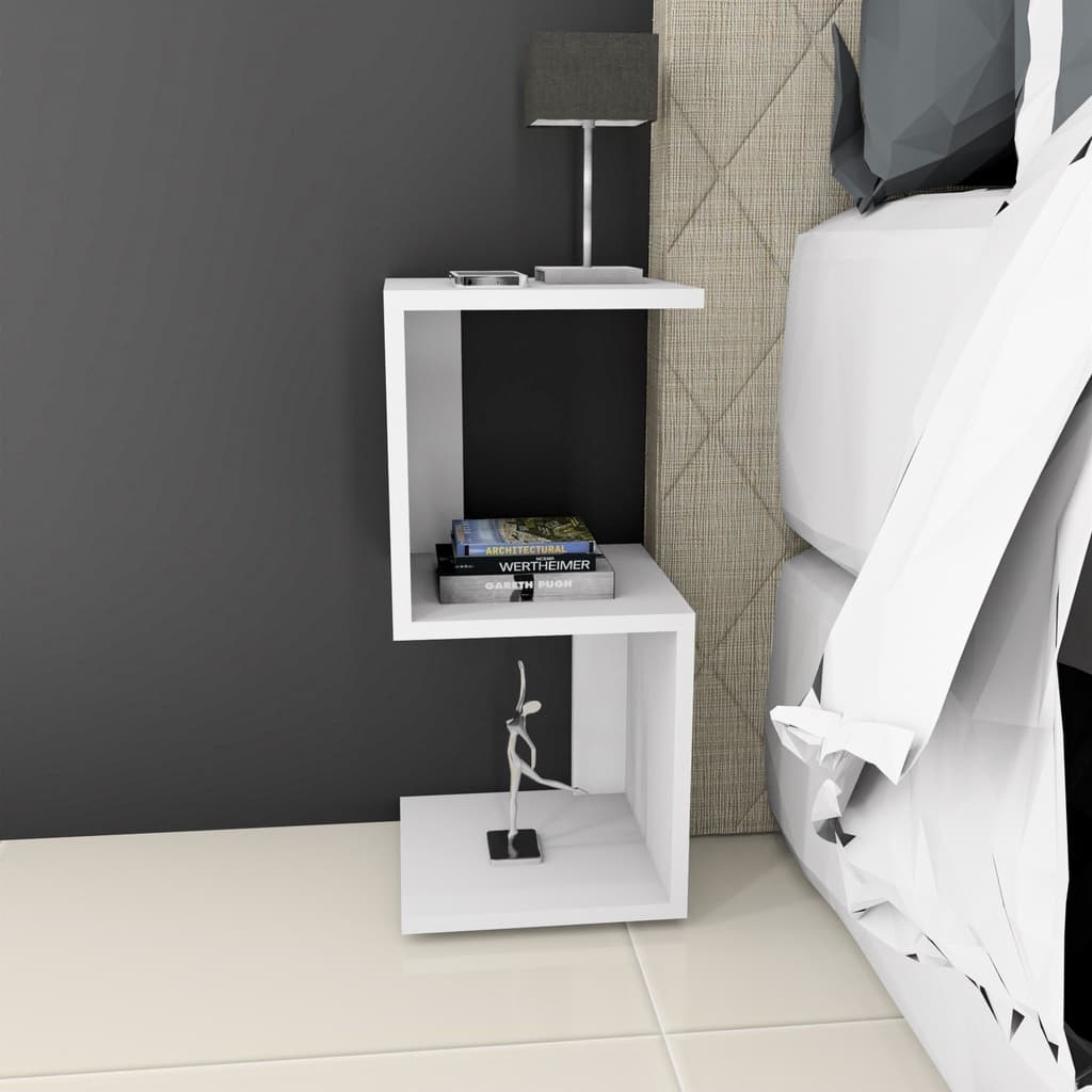 Mesa de Cabeceira S Branco Nicho Quarto Sala Casa Moderno Minimalista Mesinha Criado Livros Elegante