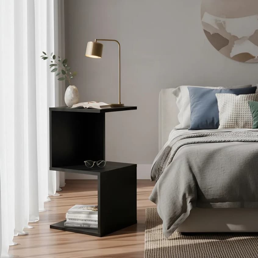 Mesa de Cabeceira S Preto Nicho Quarto Decoração Foto Moderno Sala Minimalista Elegante Criado Móvel