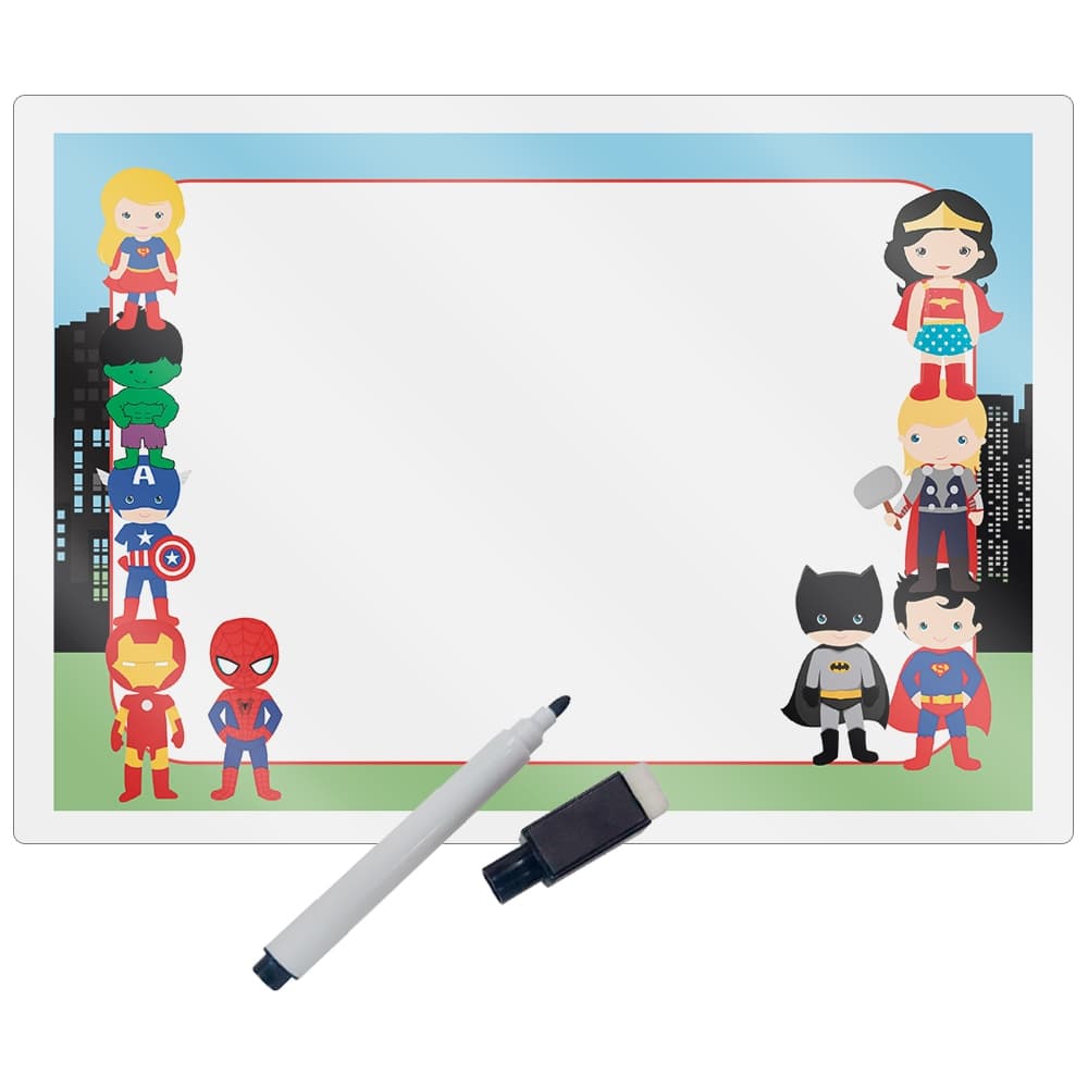 Kit 10 Lousas Mágica + Caneta Com Apagador Lembrancinha Festas Infantil Qualquer Tema Heróis Baby