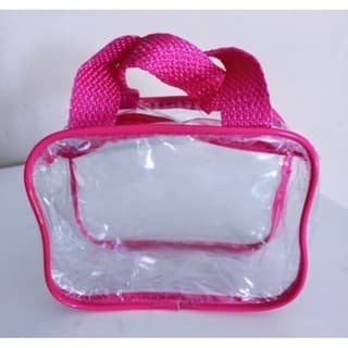 kit 06 Necessaire mini tipo cristal com alça organizadora de maquiagem/lembrancinha 15x12cm