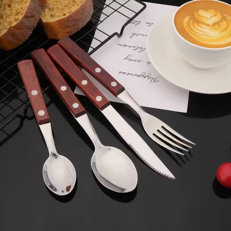 Jogo De Talher Faqueiro Inox Madeira Porta Talher Com Divisória Cozinha Mesa Jantar Restaurante