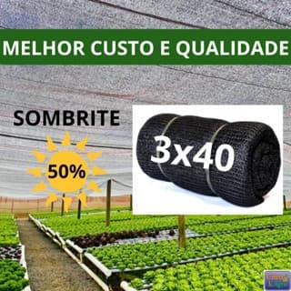 Tela Sombrite Preta (50% de Proteção) - 3x40 Metros.