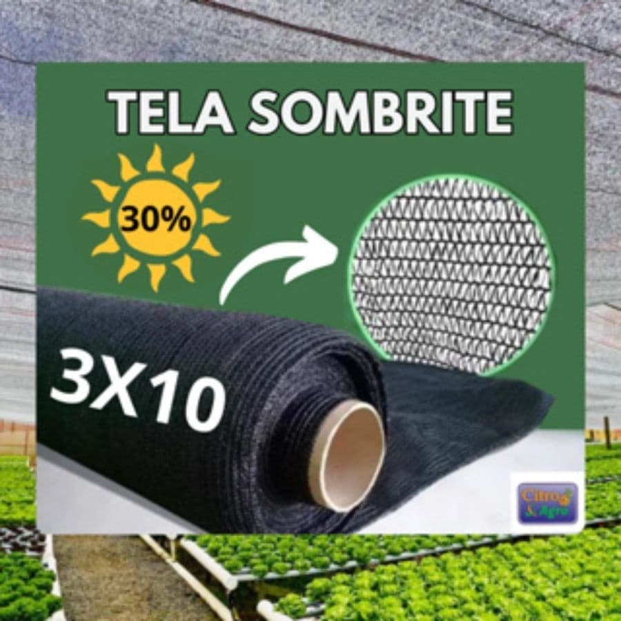 Tela Sombrite Preta (30% de Proteção) - 3x10 Metros.
