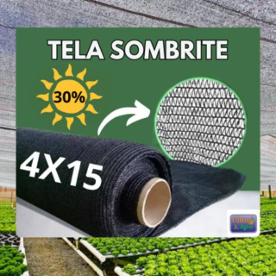 Tela Sombrite Preta (30% de Proteção) - 4x15 Metros.