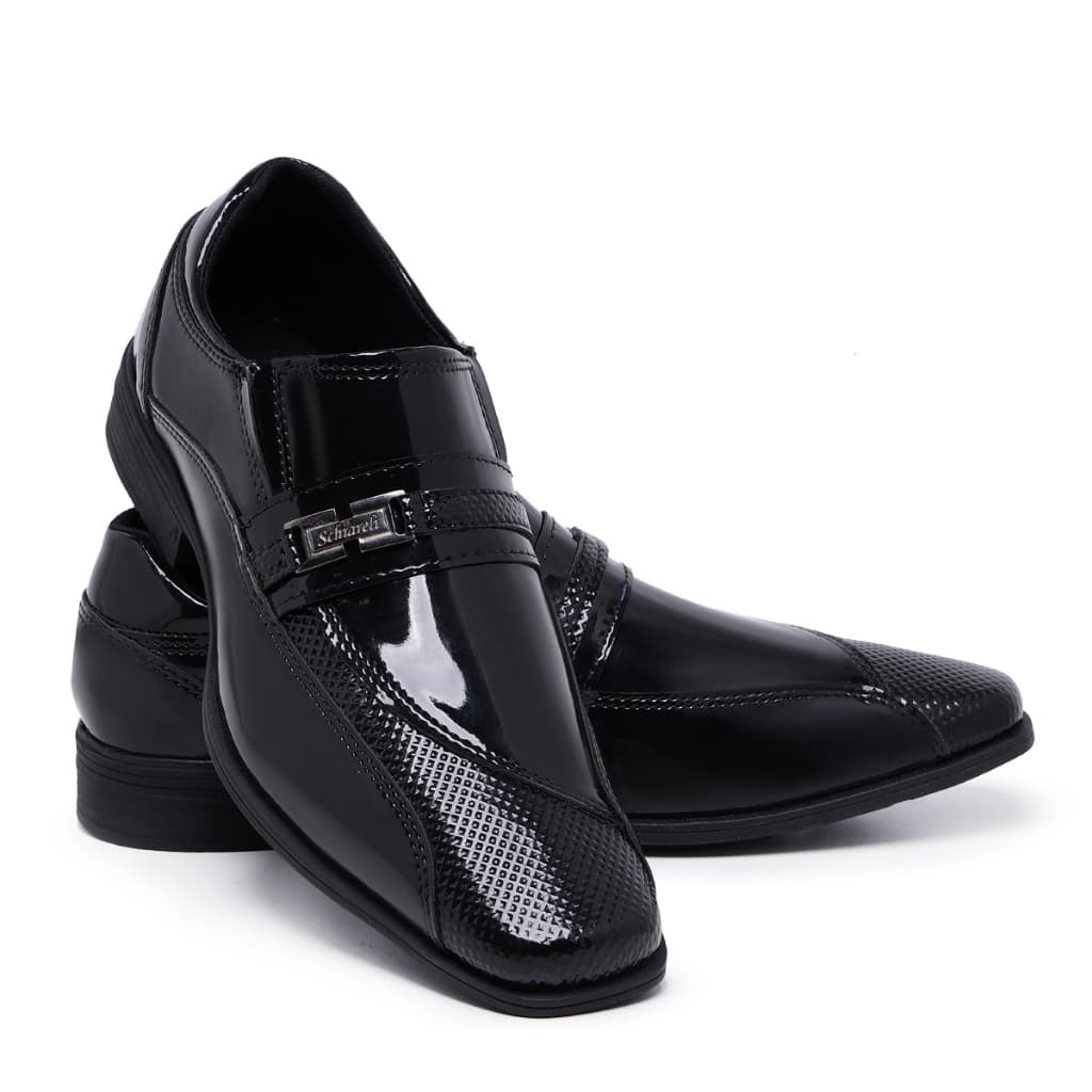 Sapato Social Masculino 835 Promoção Verniz Brilho Moderno Casamento Estilo Italiano Bico Quadrado