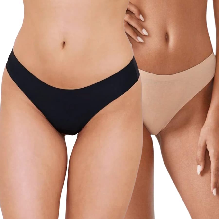 Kit Calcinha Sem Costura Fio Preto e Bege Tanga Laser Não Marca