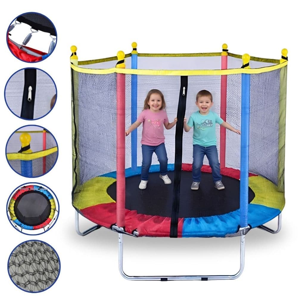 Cama Elástica Pula Pula Infantil Trampolim Colorida 1,40 Metros Com Rede De Proteção