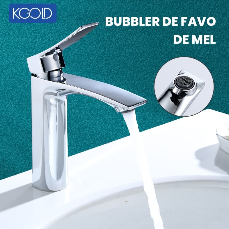 Torneira de banheiro KGOLD Cascata Monocomando Aço Inoxidável Prata Brilhante