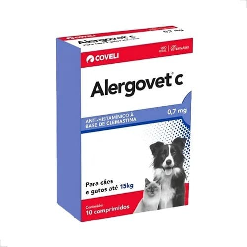 Alergovet Anti-histamínico Cães E Gatos Coveli - 0,7mg / Com 10 Comprimidos