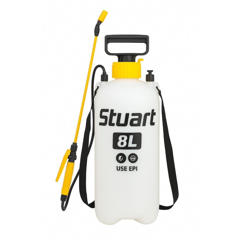 Pulverizador Agrícola Lateral Manual 8 Litros Borrifador Compressão Prévia Profissional Branco