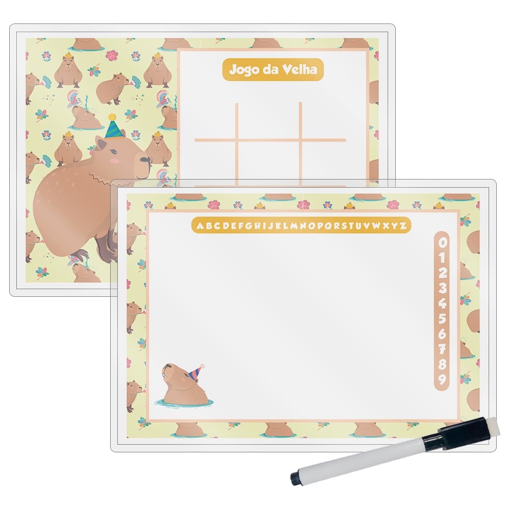 Kit 10 Lousas Mágica + Caneta Com Apagador Lembrancinha Festas Infantil Qualquer Tema Capivara Menino